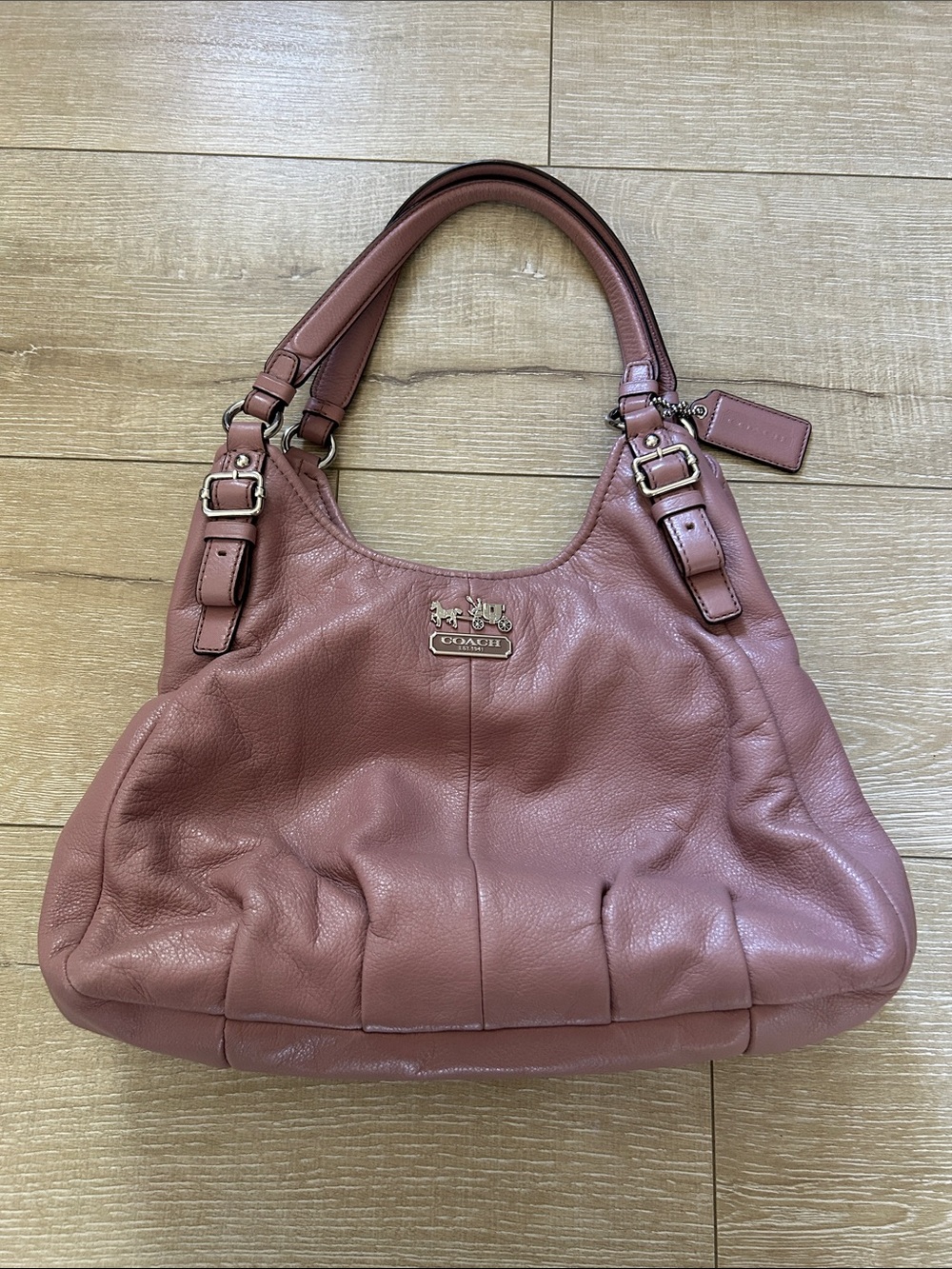 Coach Pebbled Leather Shoulder Bag in Dusty Rose